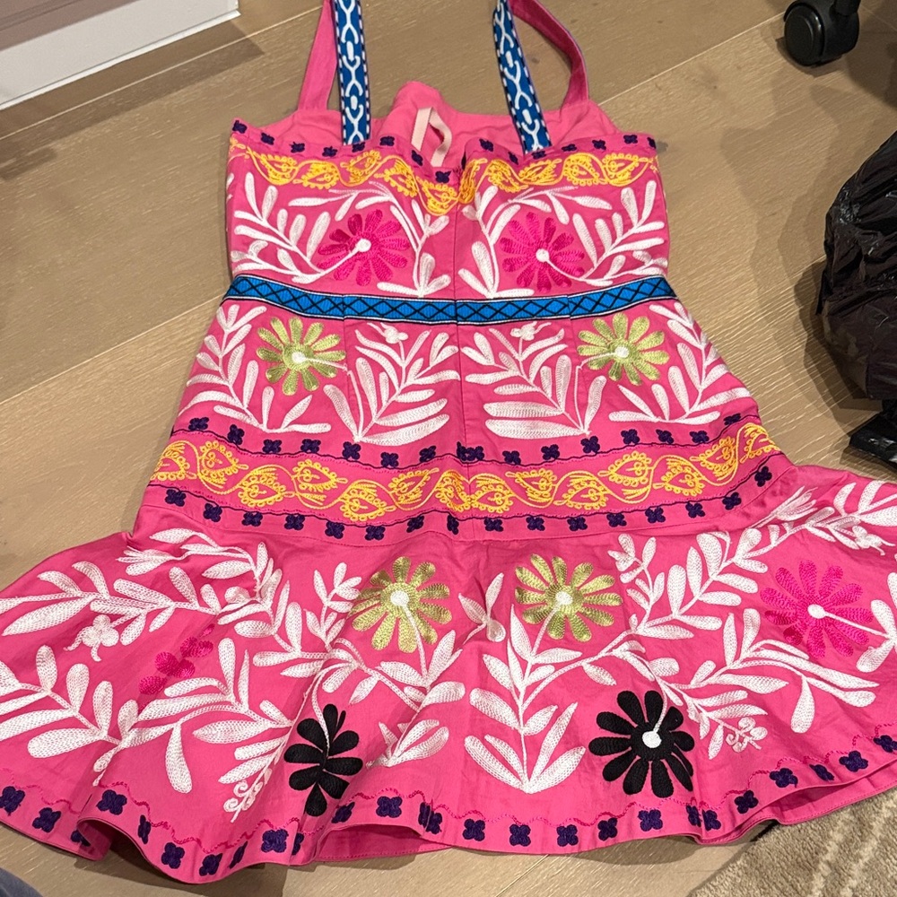 Alexis Pink Floral Embroidered Mini Dress - Picture 2 of 4